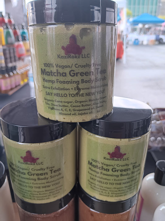 Matcha Green Tea Hemp Foaming Body Scrub 8oz (100% Vegan / Cruelty Free)