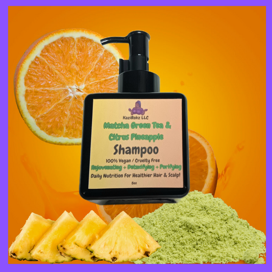 Matcha Green Tea & Citrus Pineapple Hair Shampoo. Daily Nutrition for your hair and scalp. 100% Vegan/ Cruelty Free. 8oz