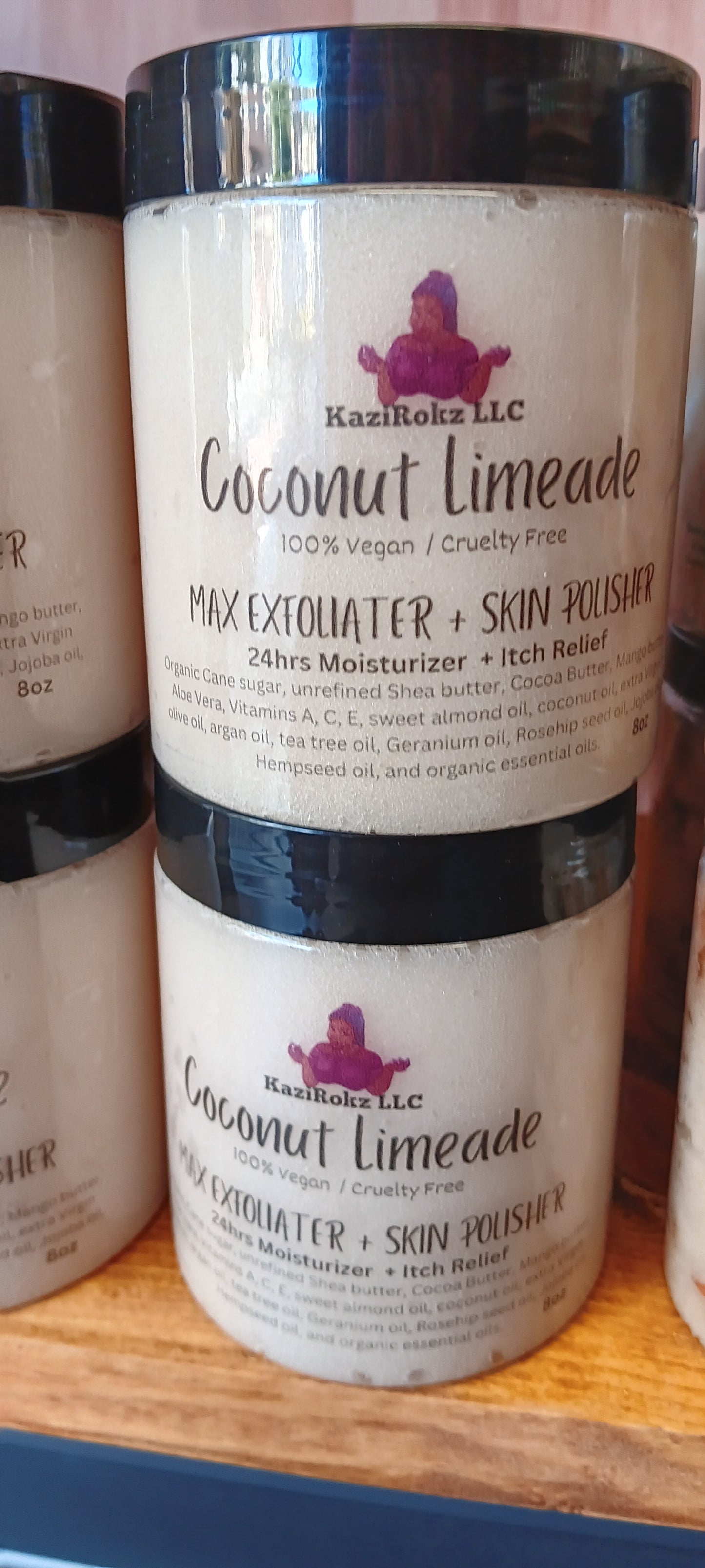Coconut Limeade MAX EXFOLIATOR + SKINPOLISHER "100% Vegan/ Cruelty Free Body Scrub" (Hemp FOAMINGBodyScrub)8oz.