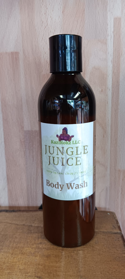 JUNGLE JUICE Body Wash, Herbal bodywash, African Black SOAP(100% Vegan/Cruelty free)8oz