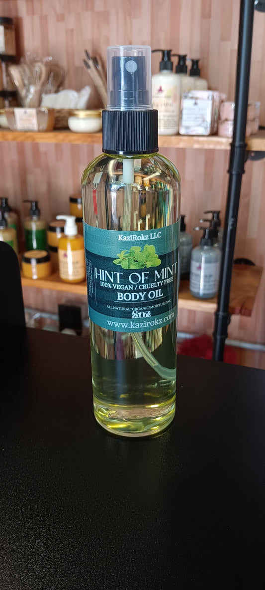 Hint Of Mint Body Oil 8oz (100% Vegan / Cruelty Free) Detoxifying Body Oil 8oz