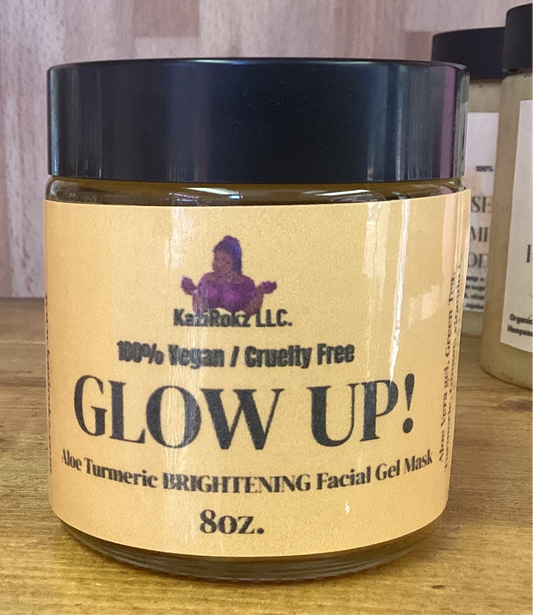 Aloe Turmeric BRIGHTENING Facial Gel Mask. 8oz, Organic Facial care. Even skin complexion, brightens dark marks.