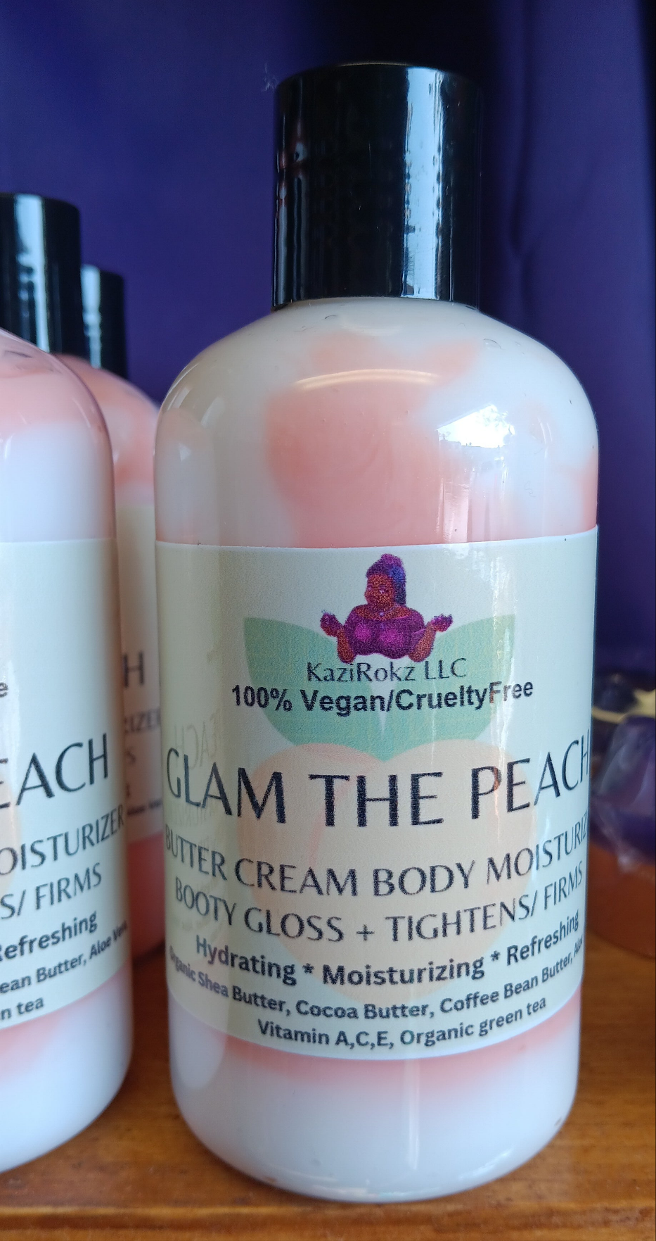 GLAM THE PEACH 🍑! BOOTY BOOSTING BUTTERCREAM. Tightens and Firms your BOOTY, BREAST, AND ABDOMEN. 8OZ PUMP BOTTLE! 100% Vegan/ Cruelty Free