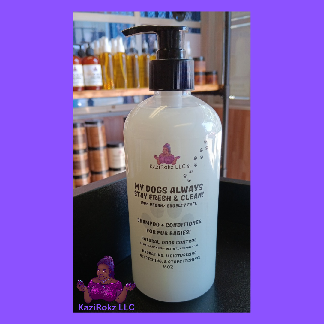 My Dogs Always Stay Fresh & CLEAN! Shampoo + Conditioner for Dogs/ Fur babies. 100% Vegan/ Cruelty Free, Anti-Itch, Natural Odor Control. 16oz