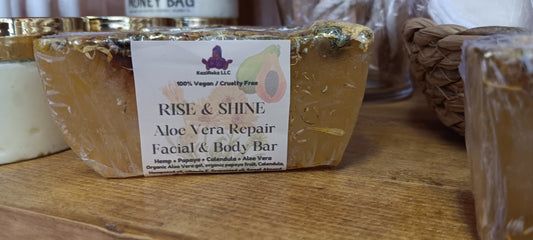 Rise & SHINE Aloe Vera Repair Facial & Body Soap Bar! Papaya & Calendula.