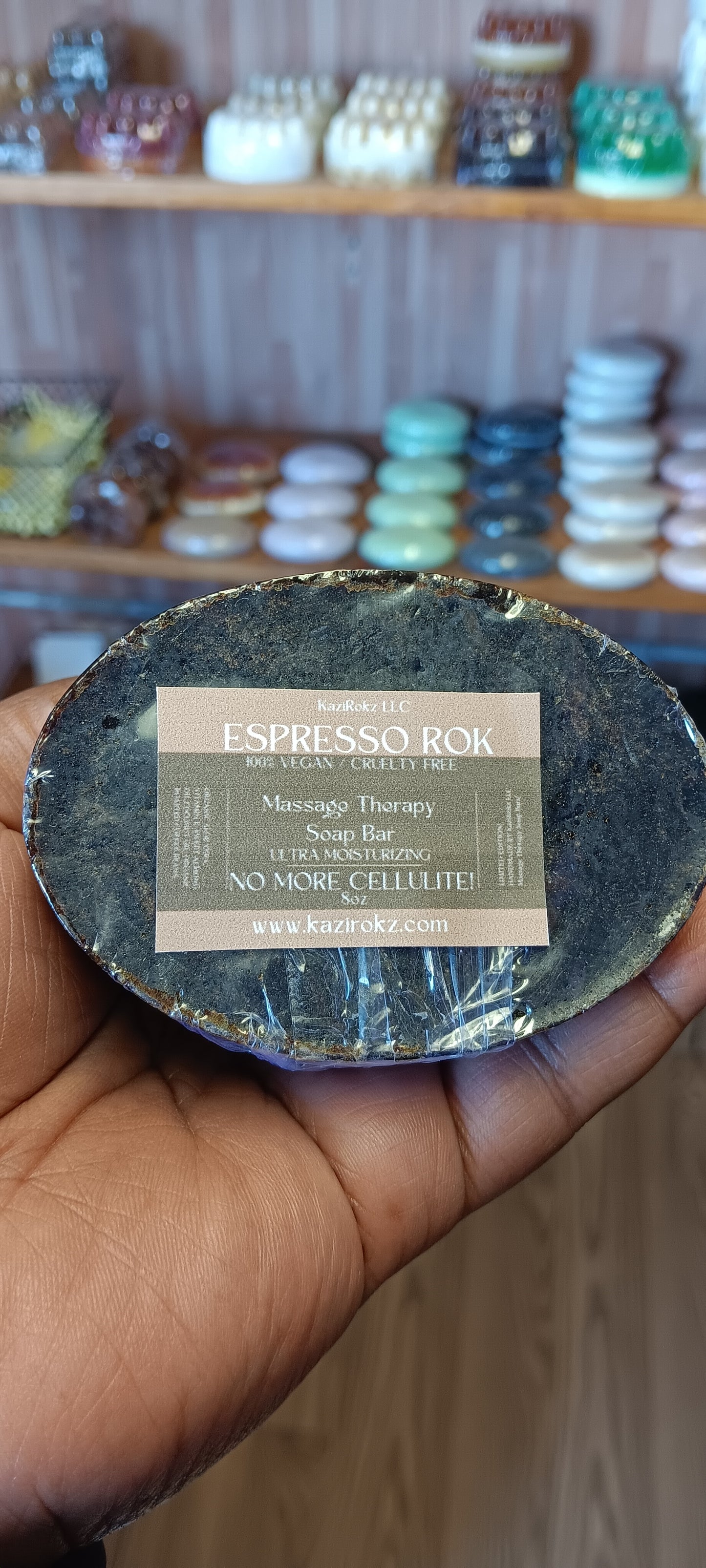 Espresso Rok Massage Therapy Soap Bar 5oz.(100% Vegan / Cruelty Free) Aloe Vera + Coffe Beans.
