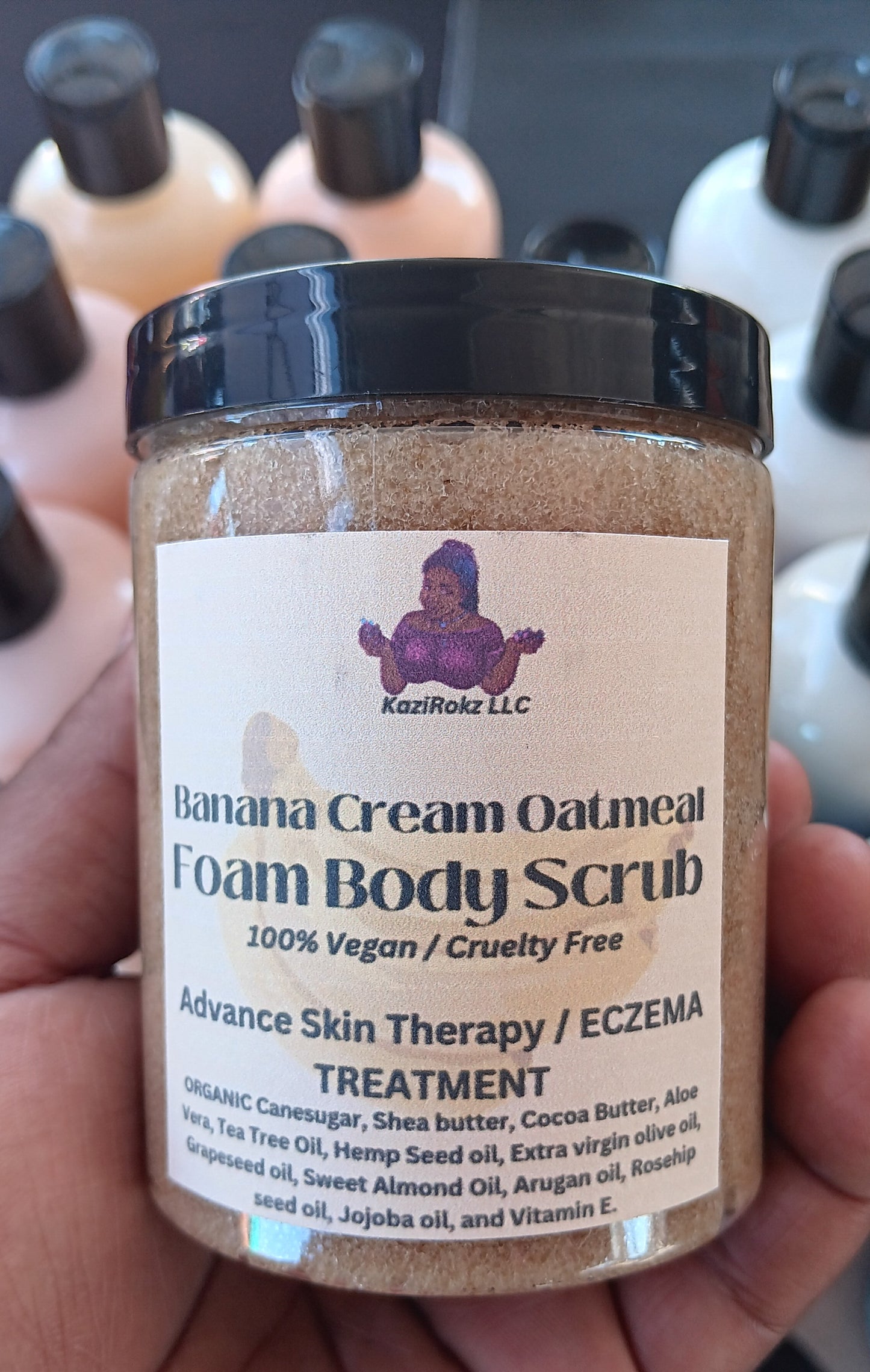Banana Cream Oatmeal Foam Body Scrub! 8oz. Advanced Skin Therapy Eczema Treatment. 100% Vegan/ Cruelty Free.