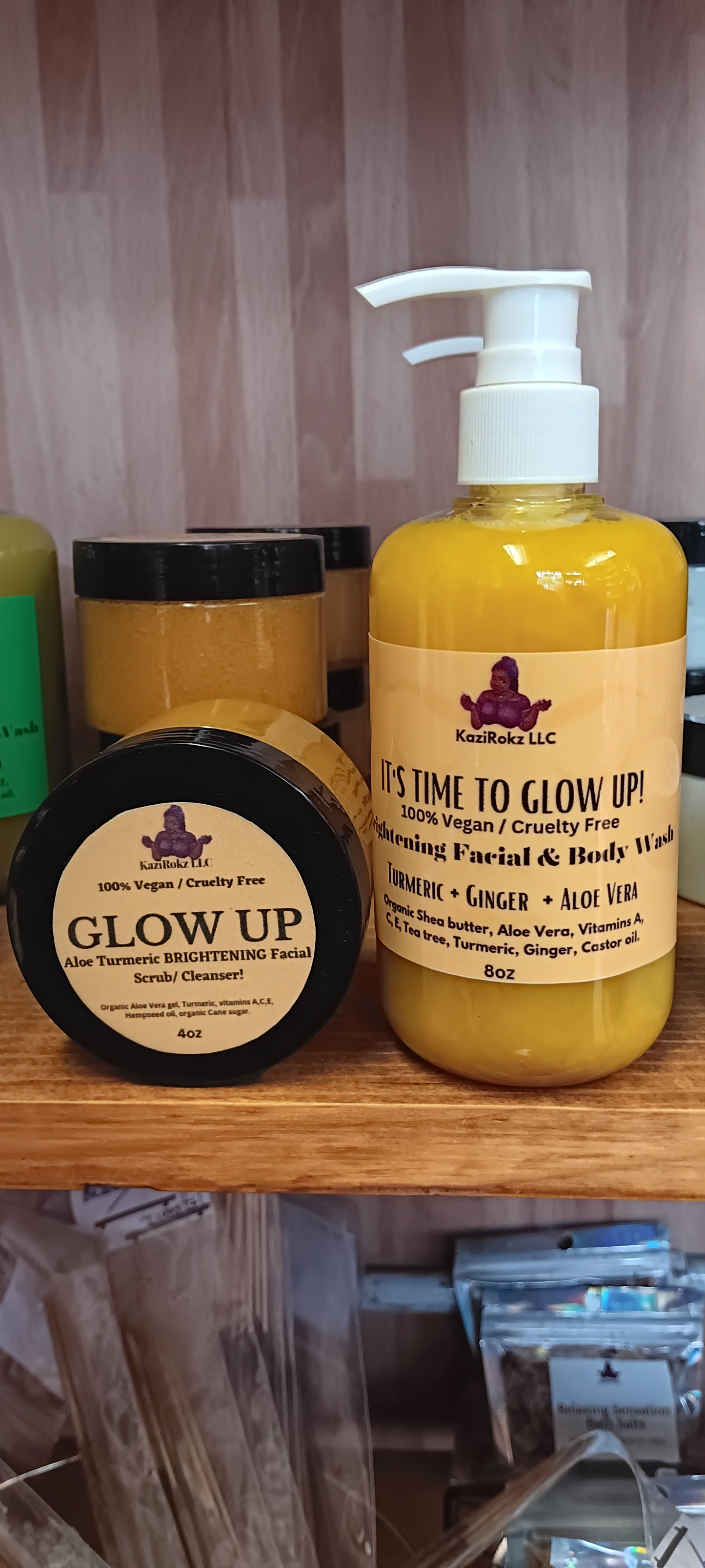 Glow Up Bundle! Brightening Facial/ Body Wash & Aloe Turmeric BRIGHTENING Facial Scrub!