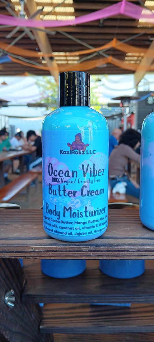 Ocean Vibez Butter Cream Body Moisturizer. Deep moisturizer, Eczema healing, dark mark correction. Vegan/ Cruelty Free. 8oz.
