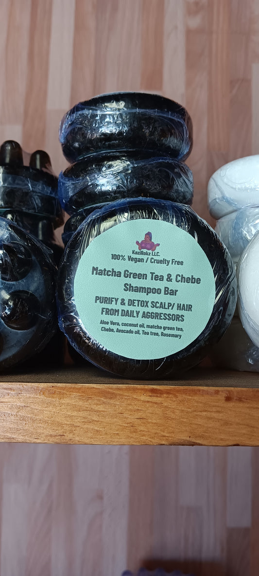 Matcha Green Tea & Chebe Shampoo Bar! Purify & DETOX Scalp / hair. 100% Vegan/ Cruelty Free.