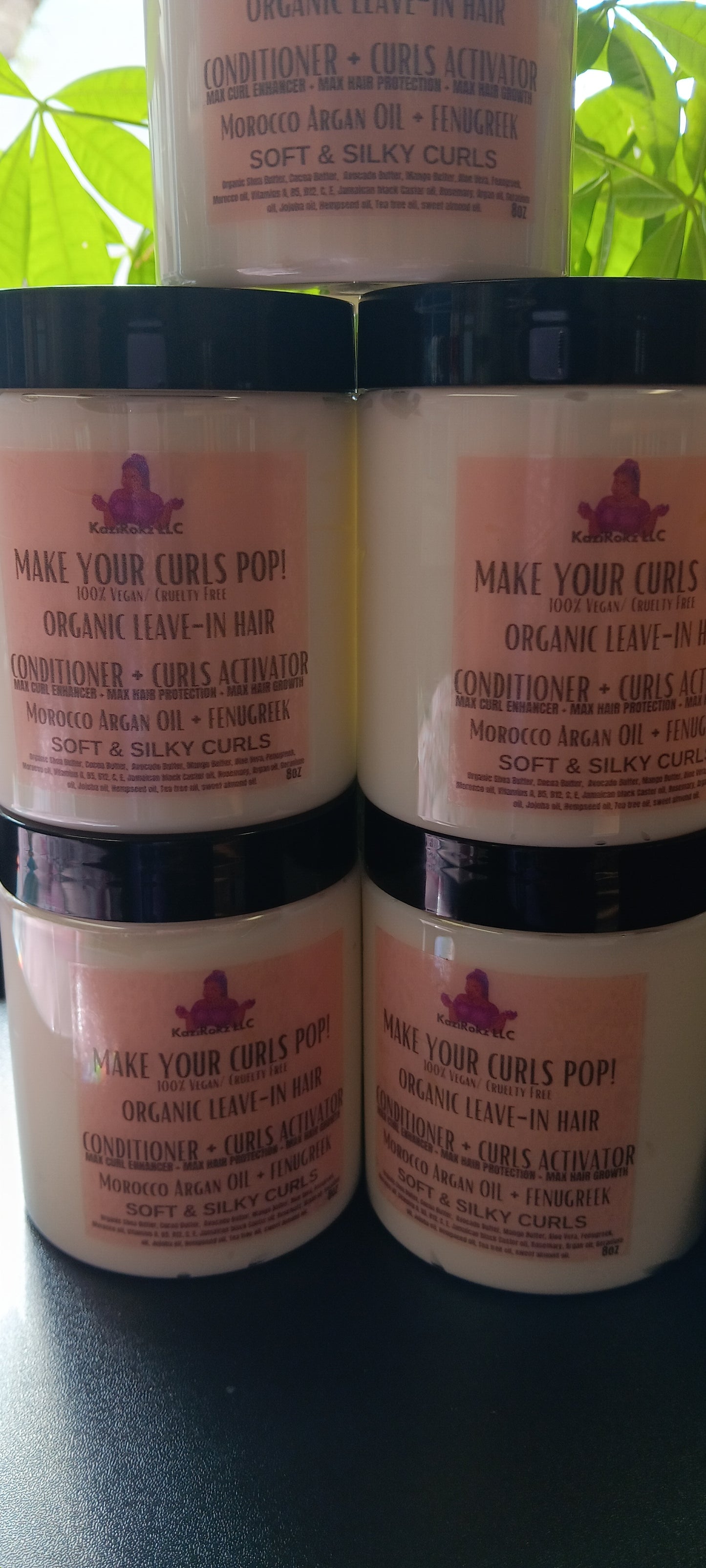 MAKE YOUR CURLS POP! ORGANIC LEAVE-IN HAIR CONDITIONER + CURLS ACTIVATOR! 100% Vegan/ Cruelty Free 8oz Soft & Silky