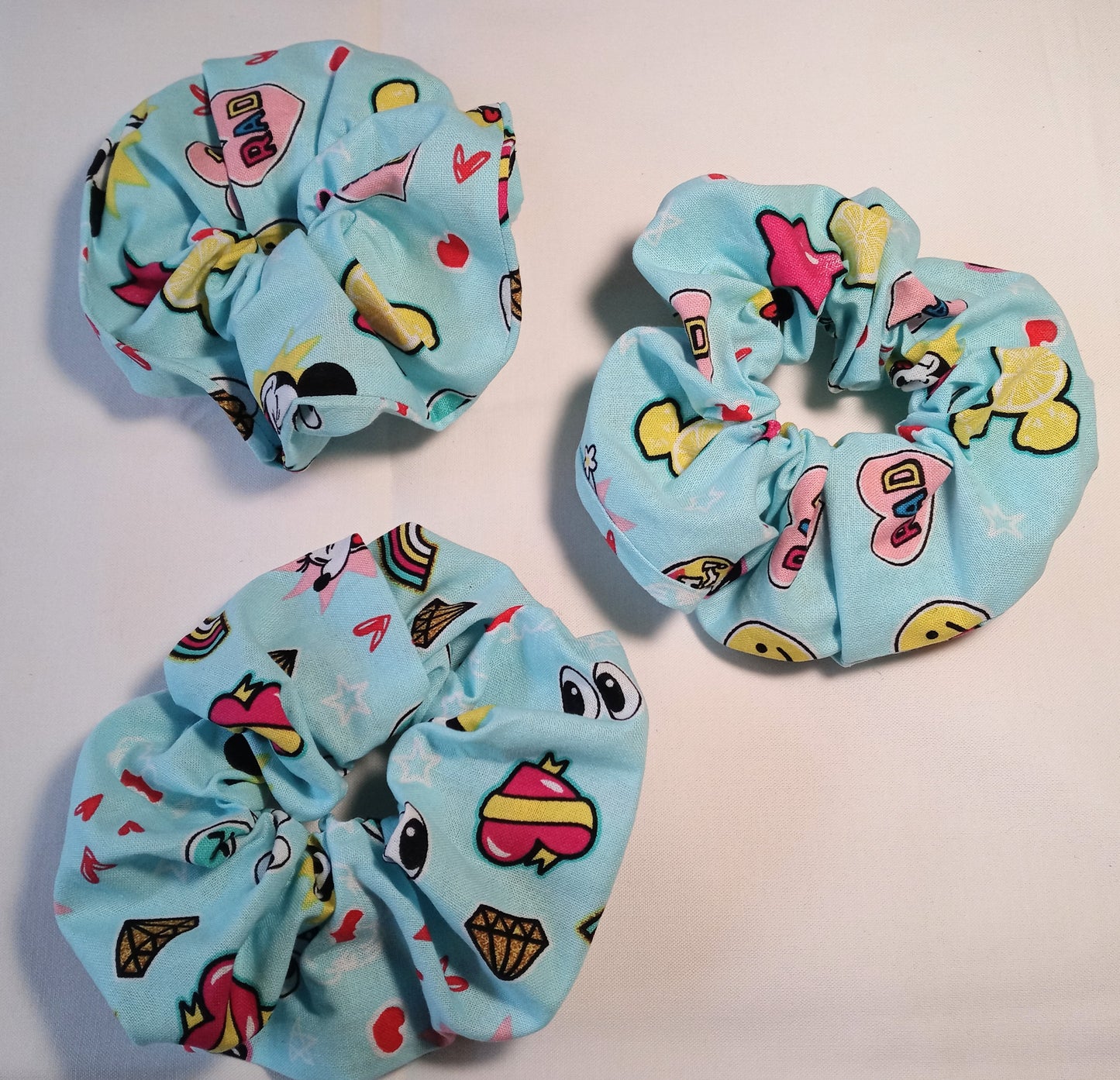 Mickey Mouse Disney Themed "RAD" Hair Scrunchie (Light Blue)