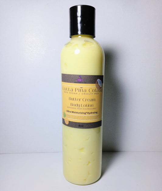 Lotta Pina Colada Butter Cream Body Lotion (100% Vegan / Cruelty Free) DEEP CONDITIONER Head to toe moisturizing skin protector.
