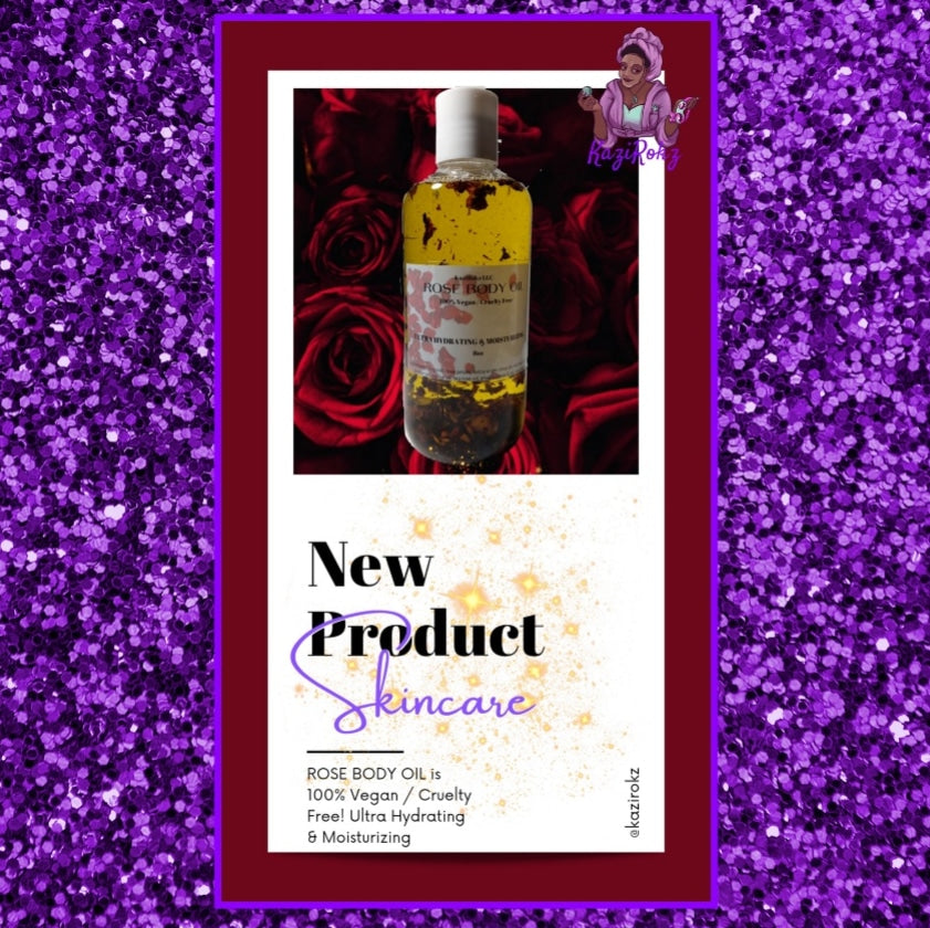 Rose Body Oil (100% Vegan / Cruelty) 8oz.