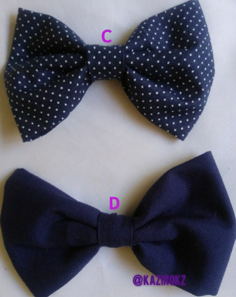 Aztec Polka Dots Navy hair bow