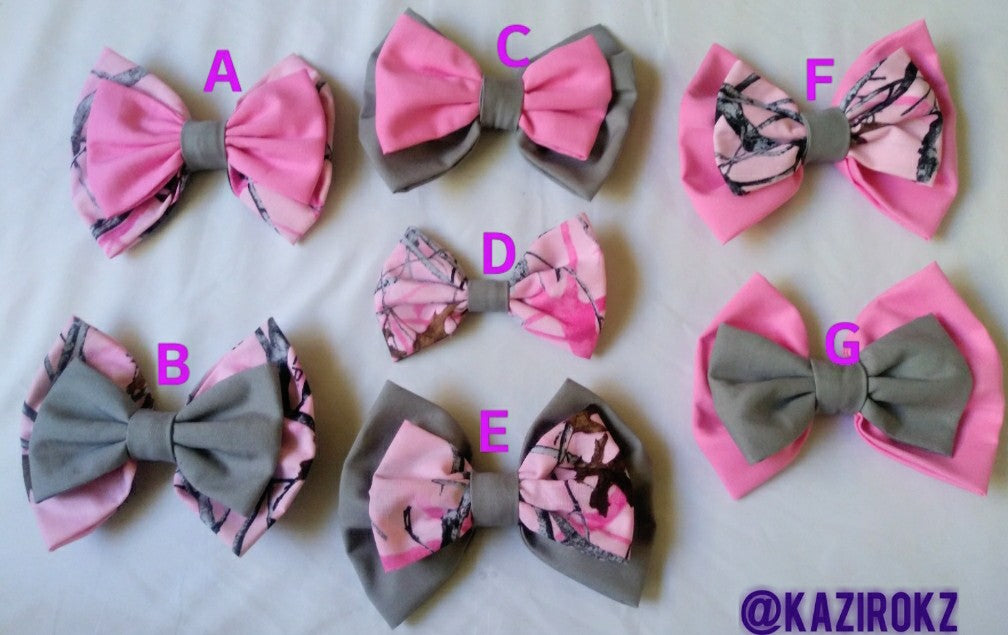 Pink & Gray Camo hair bow
