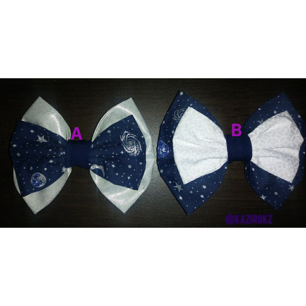 GALAXY BOWS Navy/ White hair bow
