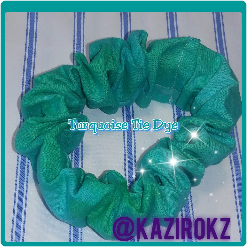 Turquoise Tie Dye hair Scrunchie