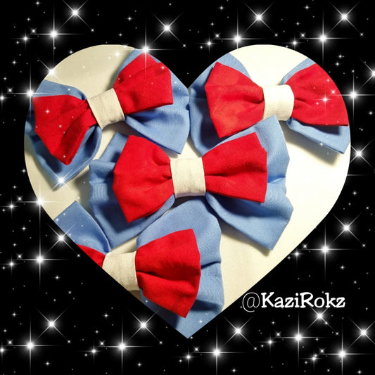 Winter Flow Hair Bows (Light Blue, Red, & White hair bow