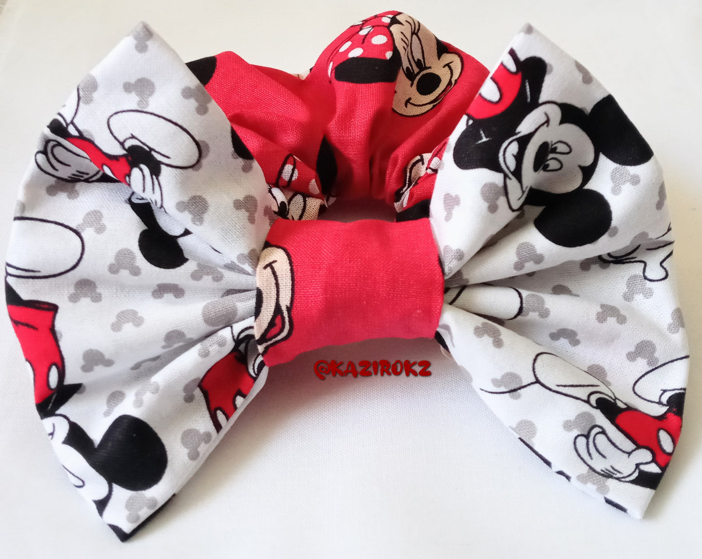 MICKEY & MINNIE MOUSE HAIR BOW SCRUNCHIE (BLACK / RED)