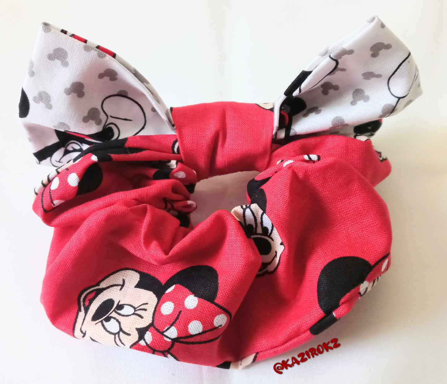 MICKEY & MINNIE MOUSE HAIR BOW SCRUNCHIE (BLACK / RED)