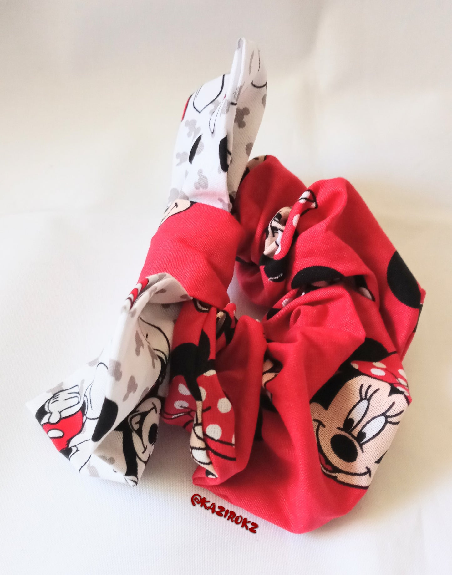 MICKEY & MINNIE MOUSE HAIR BOW SCRUNCHIE (BLACK / RED)