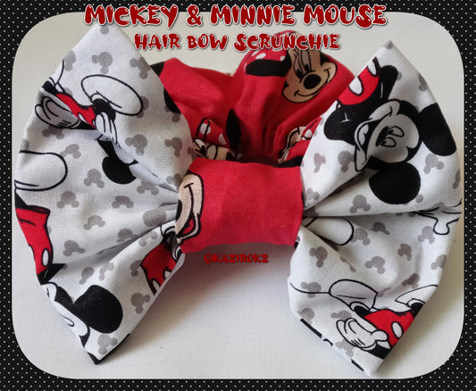 MICKEY & MINNIE MOUSE HAIR BOW SCRUNCHIE (BLACK / RED)