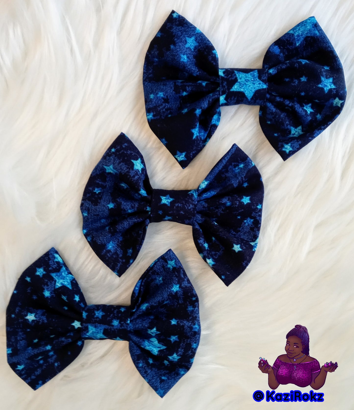 Blue Stars Hair Bow