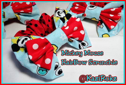 Mickey Mouse "RAD"Hairbow Scrunchie (Light Blue)