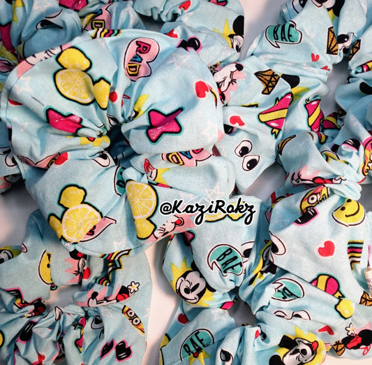 Mickey Mouse Disney Themed "RAD" Hair Scrunchie (Light Blue)
