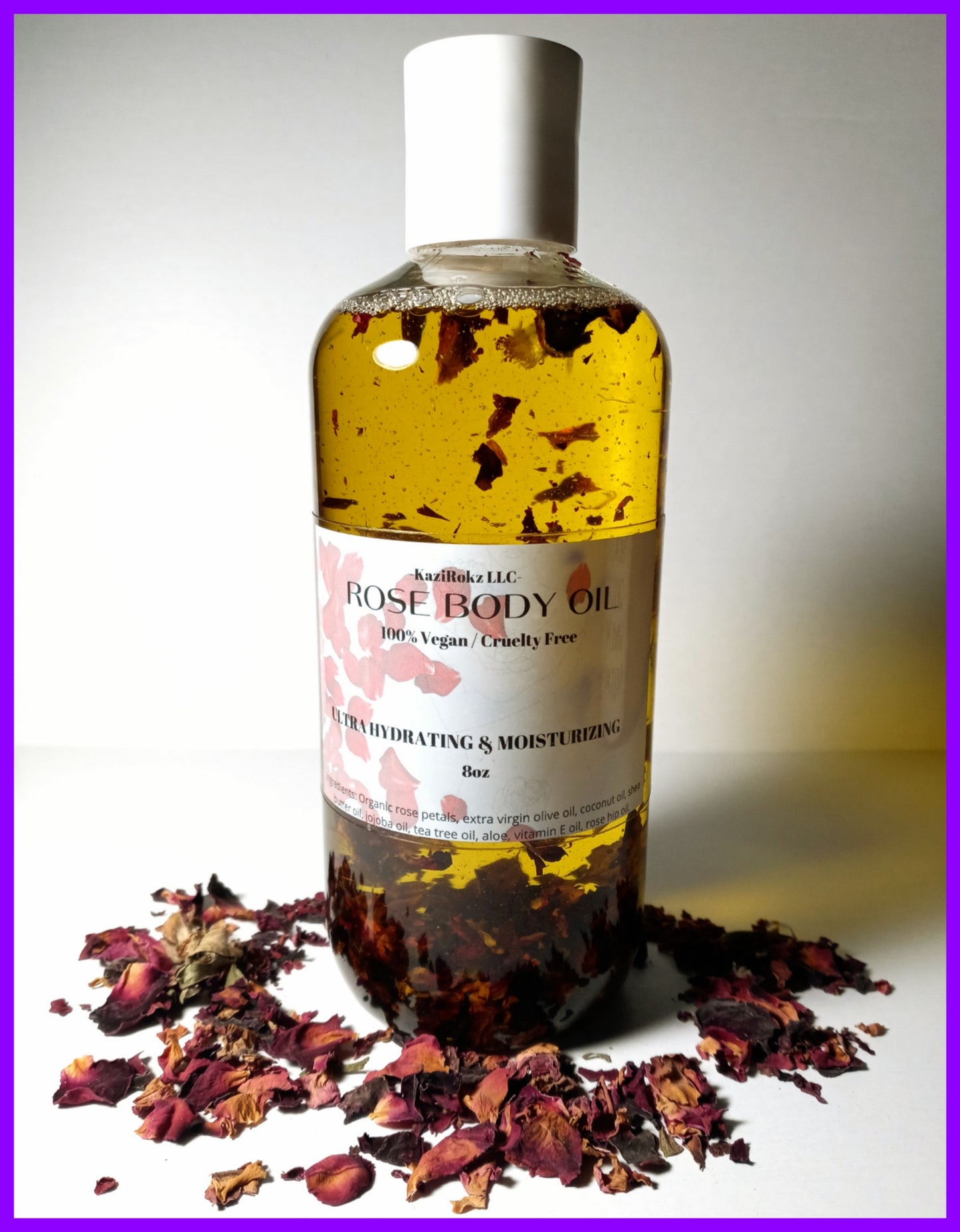Rose Body Oil (100% Vegan / Cruelty) 8oz.