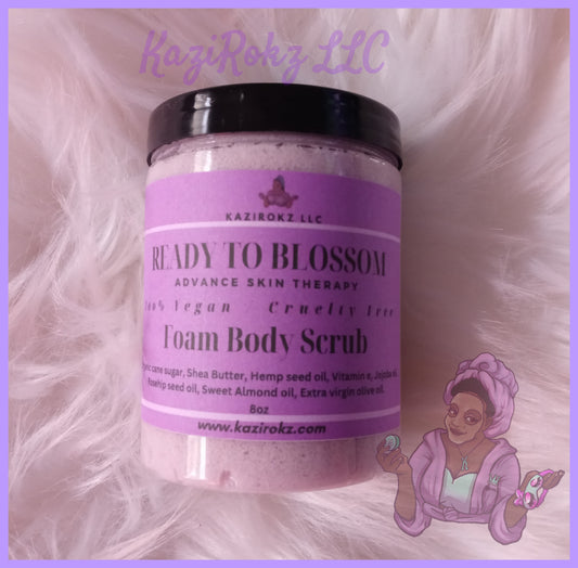 READY TO BLOSSOM HEMP INFUSED FOAM BODY SCRUB 8oz(100%VEGAN/ CRUELTY FREE)