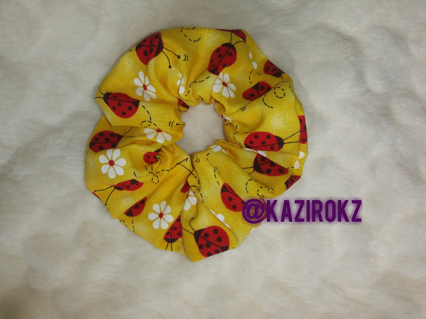 Yellow Lady bugs 🐞hair scrunchie
