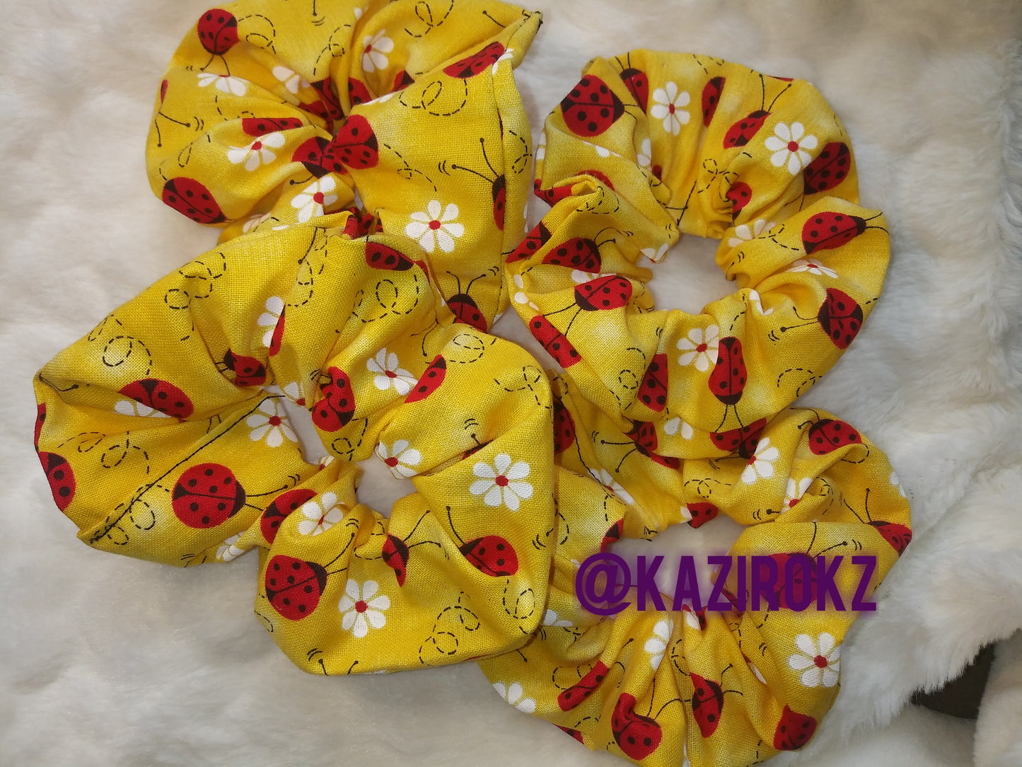 Yellow Lady bugs 🐞hair scrunchie