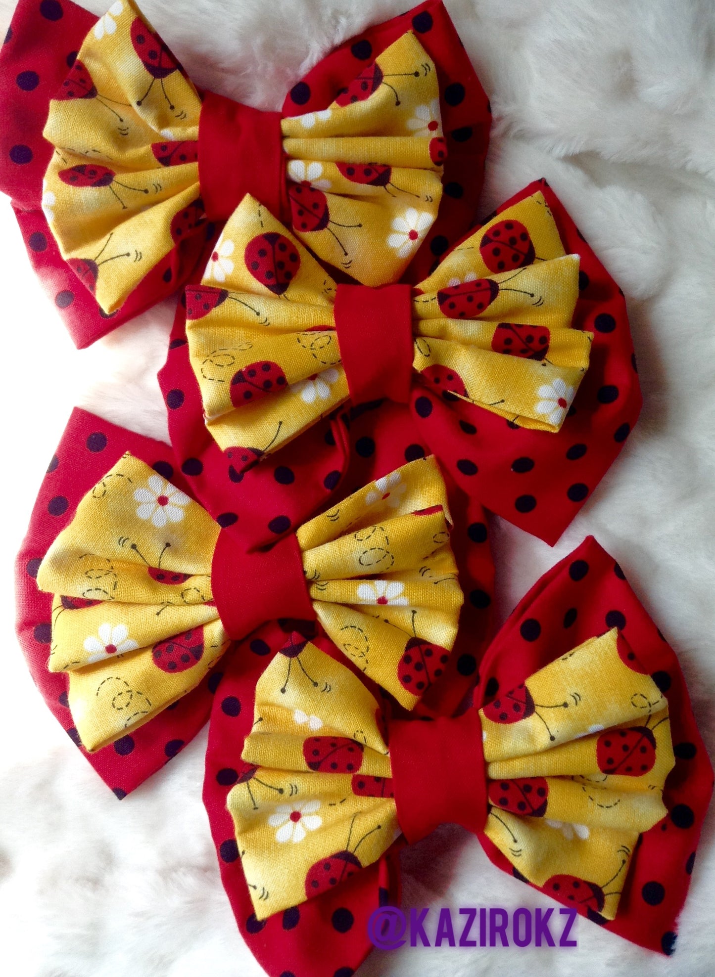 Ladybug Bow Yellow/Red hair bows