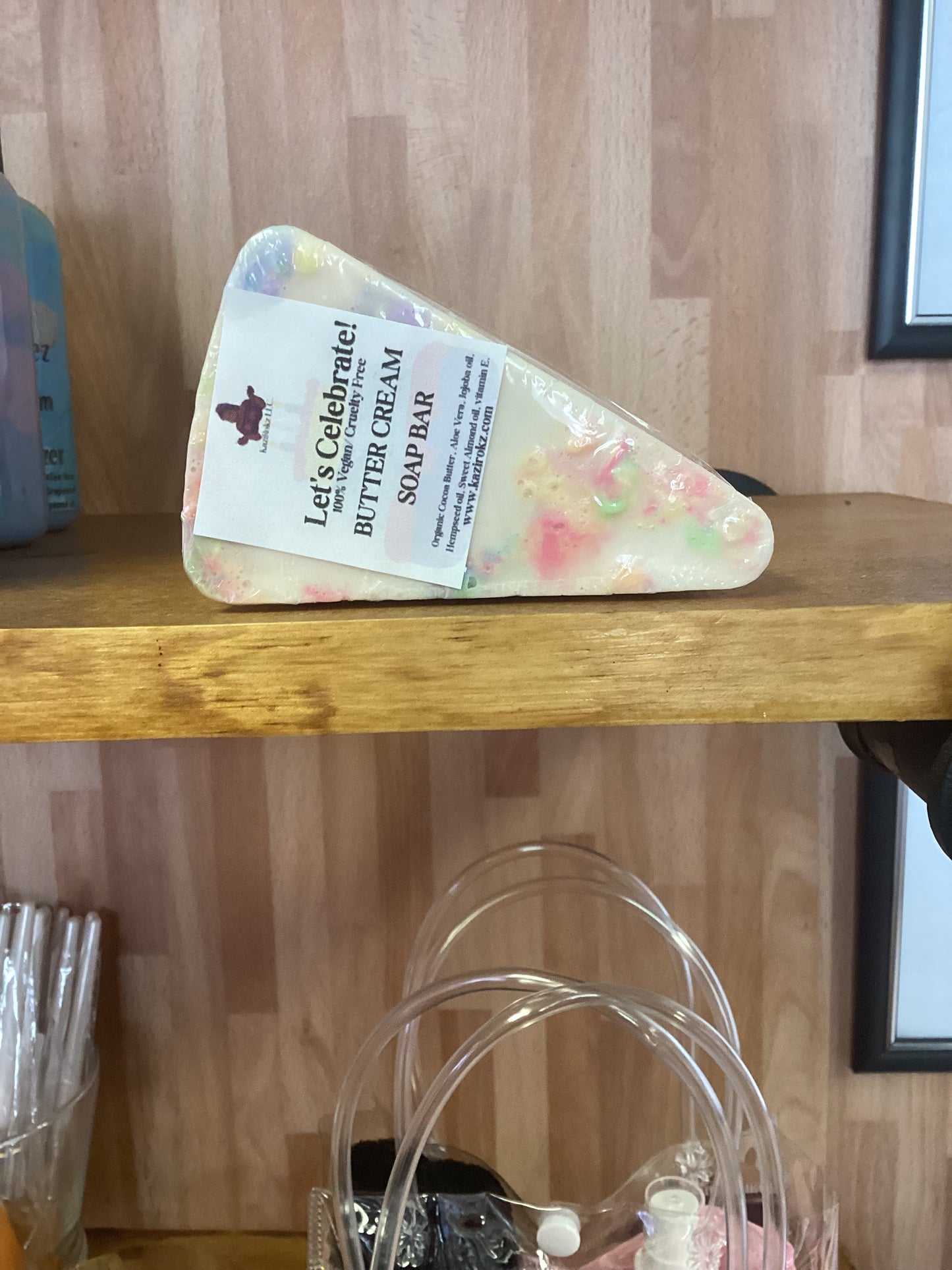 Let’s Celebrate Cake Slice Soap bar. Goats Milk Facial and body soap bar. 100% VEGAN/ CRUELTY FREE