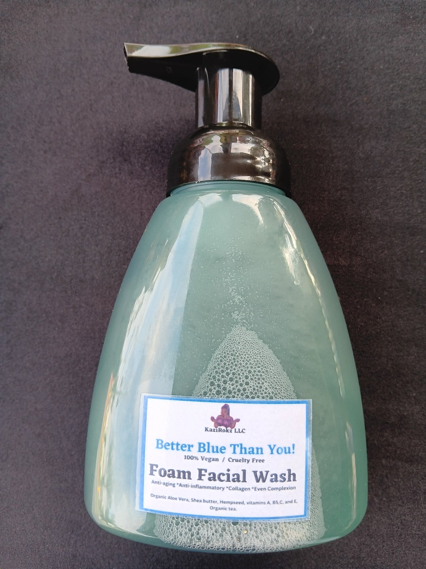Better Blue Than You! Foam Facial Wash 10oz (100% Vegan / Cruelty Free) Anti-Aging, Anti-Inflammatory, Collagen, Even Complextion