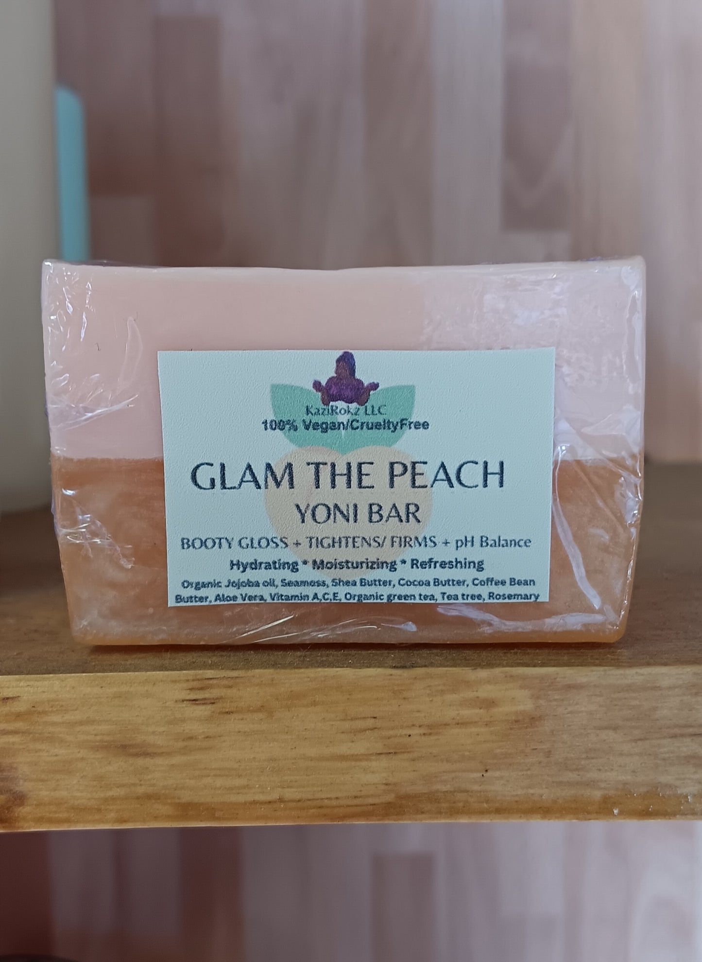 GLAM THE PEACH 🍑! YONI +BOOTY BOOSTING SOAP BAR. Tightens and Firms your BOOTY, BREAST, AND ABDOMEN. BALANCE pH, fighting ingrown hairs, and Max odor control. 100% Vegan/ Cruelty Free