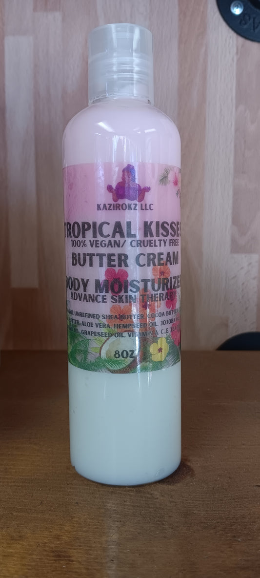 Tropical Kisses Butter Cream Body Moisturizer! Advance Skin Protector. 100% Vegan/ Cruelty Free. 8oz