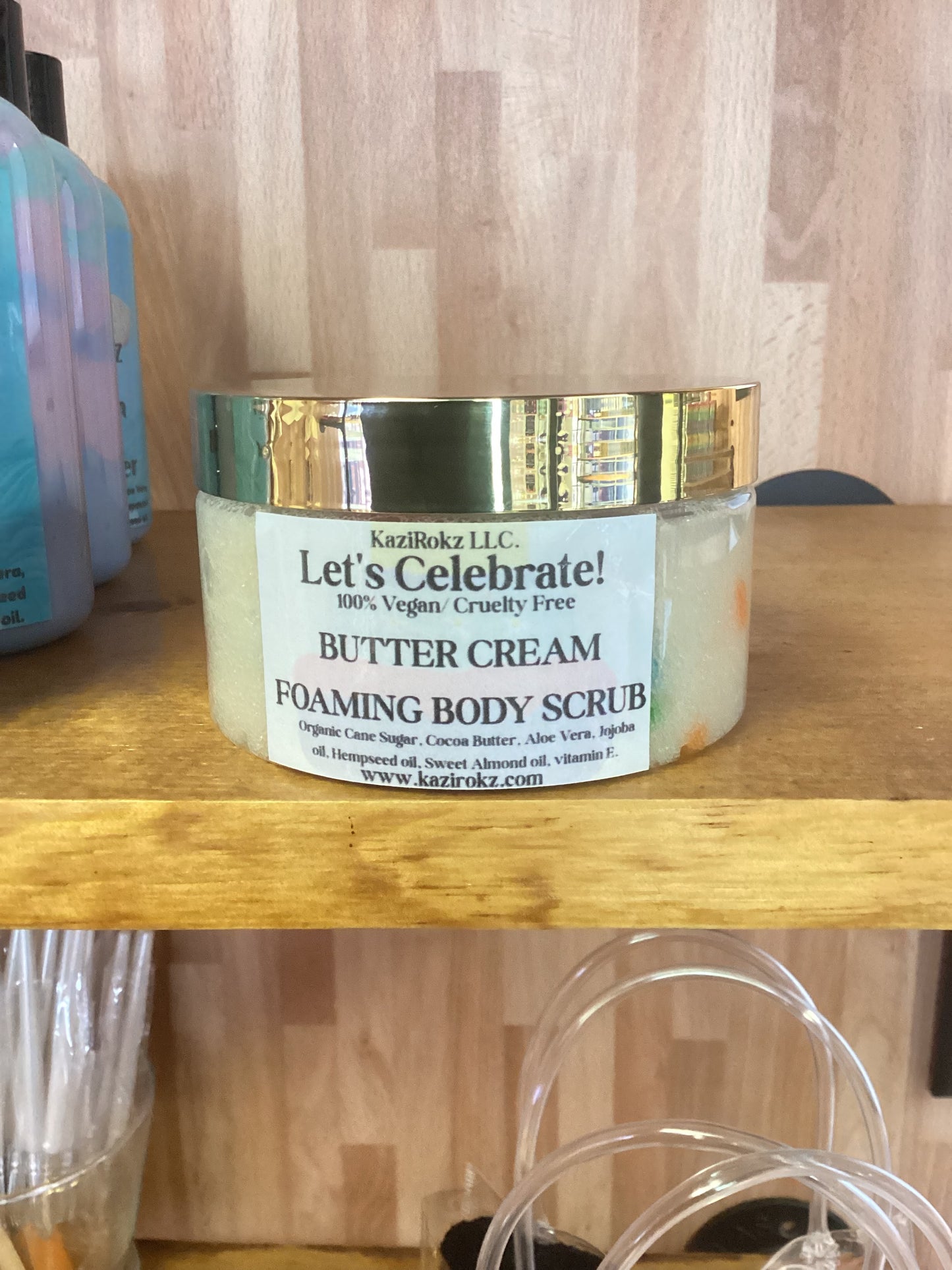 Let’s Celebrate Butter Cream Foaming Body Scrub 8oz. Tightening and Firming!