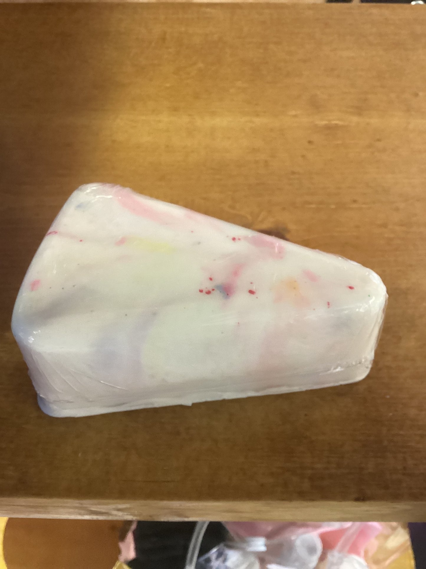 Let’s Celebrate Cake Slice Soap bar. Goats Milk Facial and body soap bar. 100% VEGAN/ CRUELTY FREE