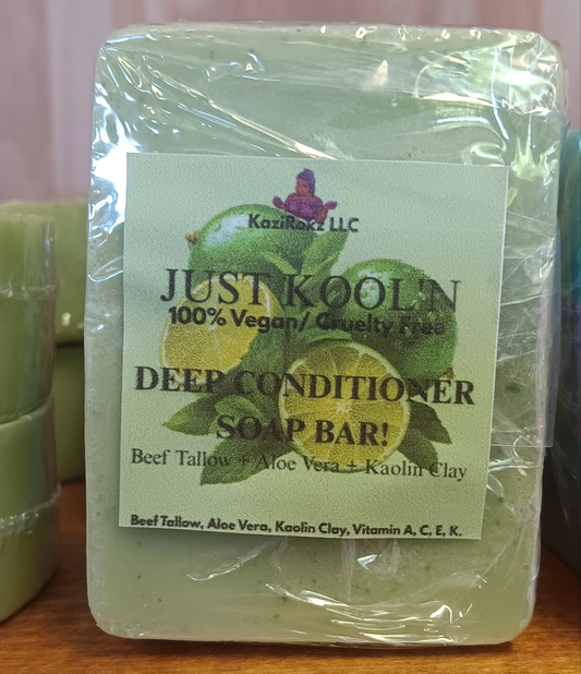 JUST KOOLl'N Deep Conditioner Soap Bar. Beef Tallow. 100% Vegan/ Cruelty Free