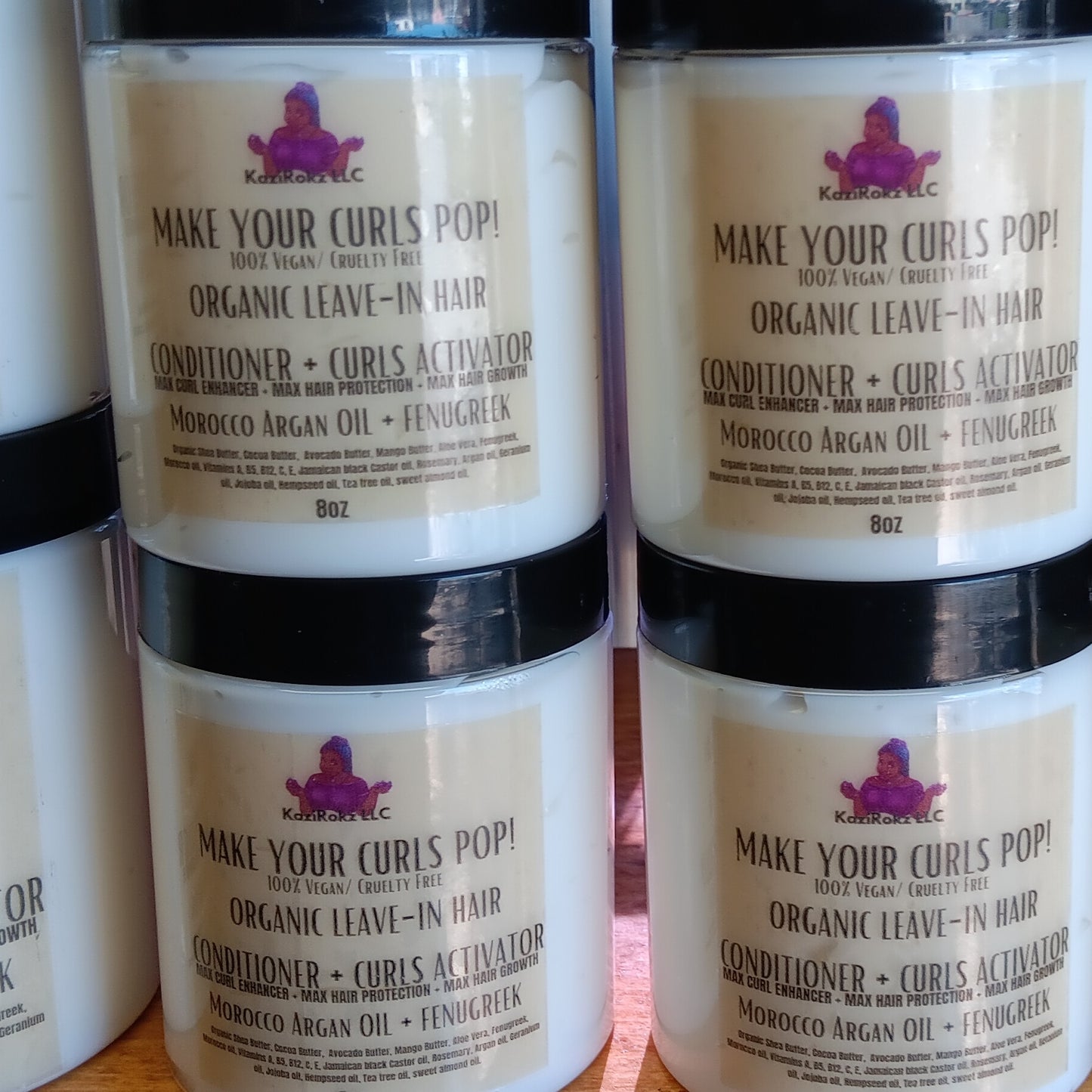 MAKE YOUR CURLS POP! ORGANIC LEAVE-IN HAIR CONDITIONER + CURLS ACTIVATOR! 100% Vegan/ Cruelty Free 8oz