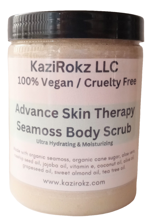 Seamoss Body Scrub 8oz, Advance Skin Therapy (100% Vegan / Cruelty Free)Ultra hydrating and moisturizing