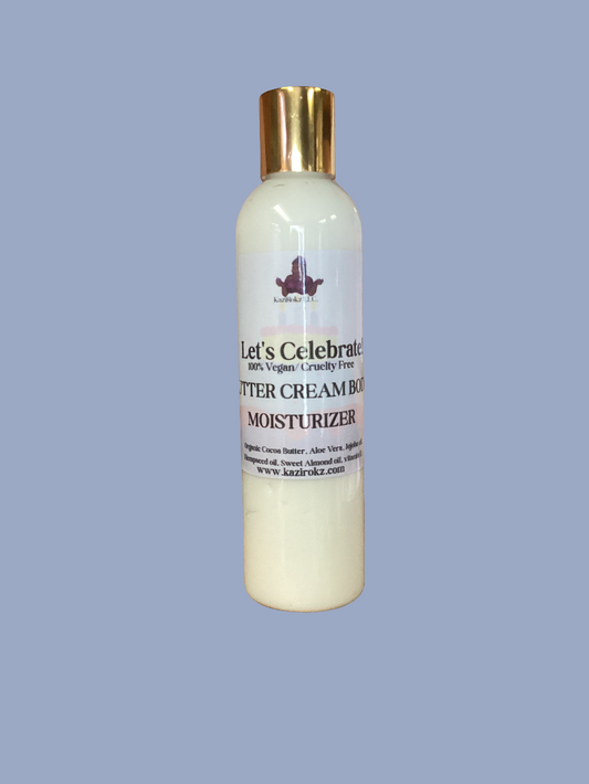 Let’s Celebrate butter cream body moisturizer.