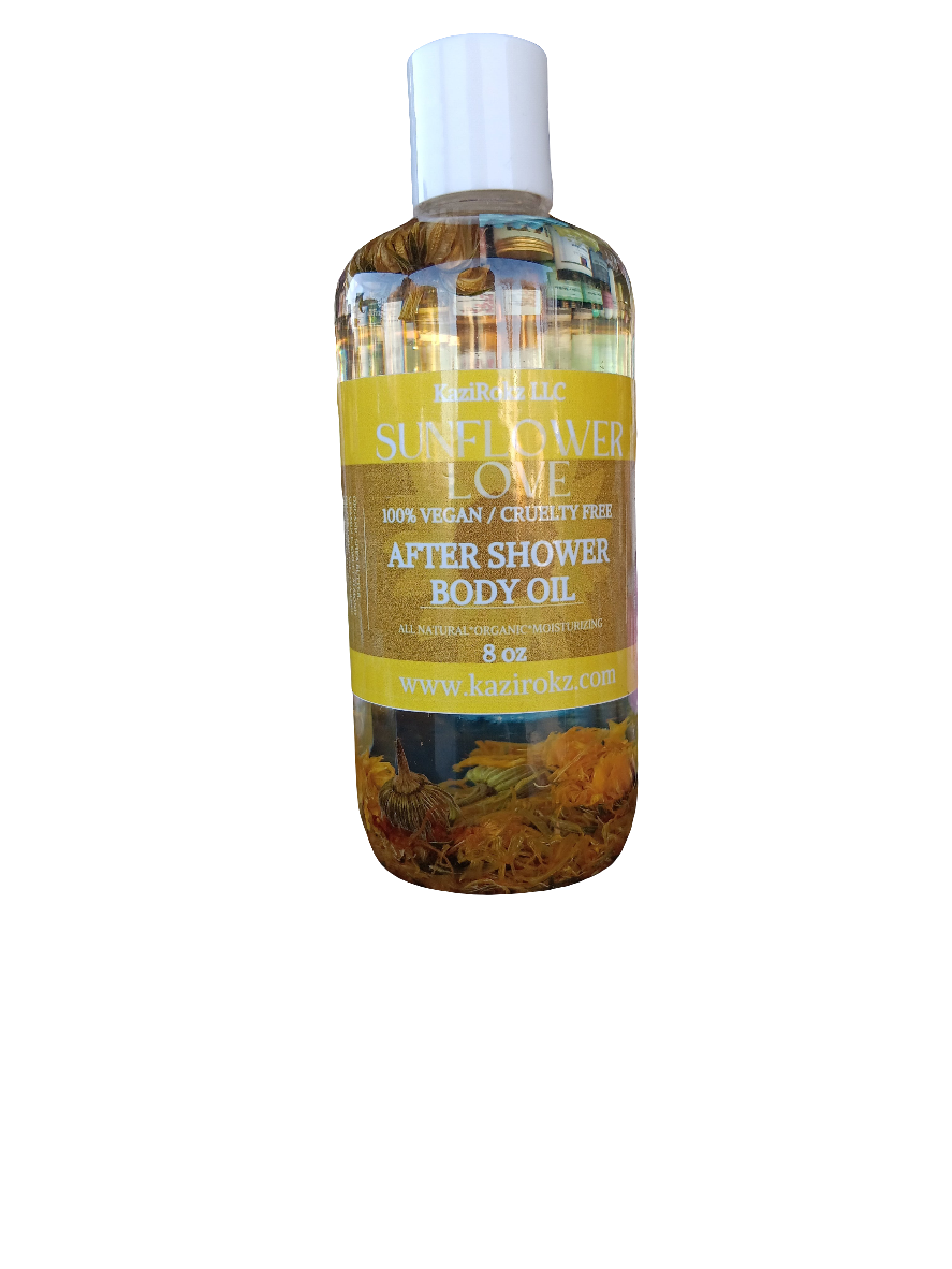 Sunflower Love After Shower Body Oil 8oz. (100% Vegan / CrueltyFree) Head to Toe Body Oil