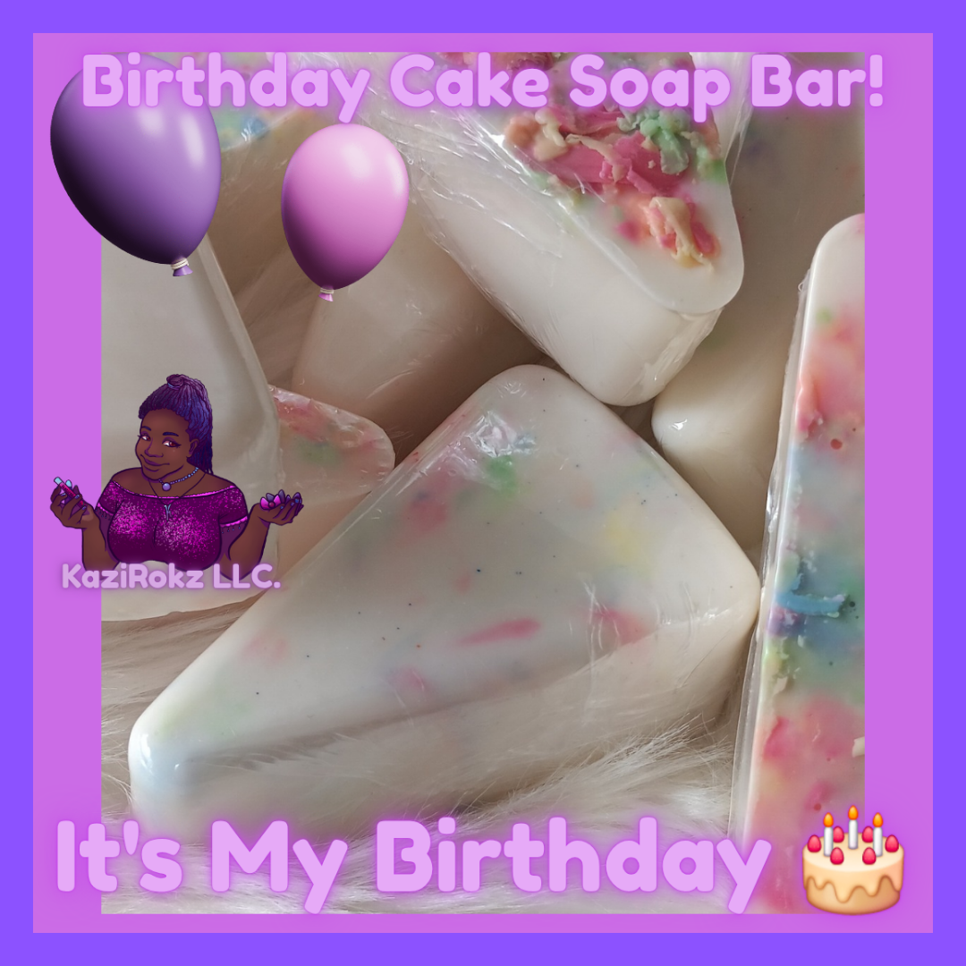 Let’s Celebrate Cake Slice Soap bar. Goats Milk Facial and body soap bar. 100% VEGAN/ CRUELTY FREE