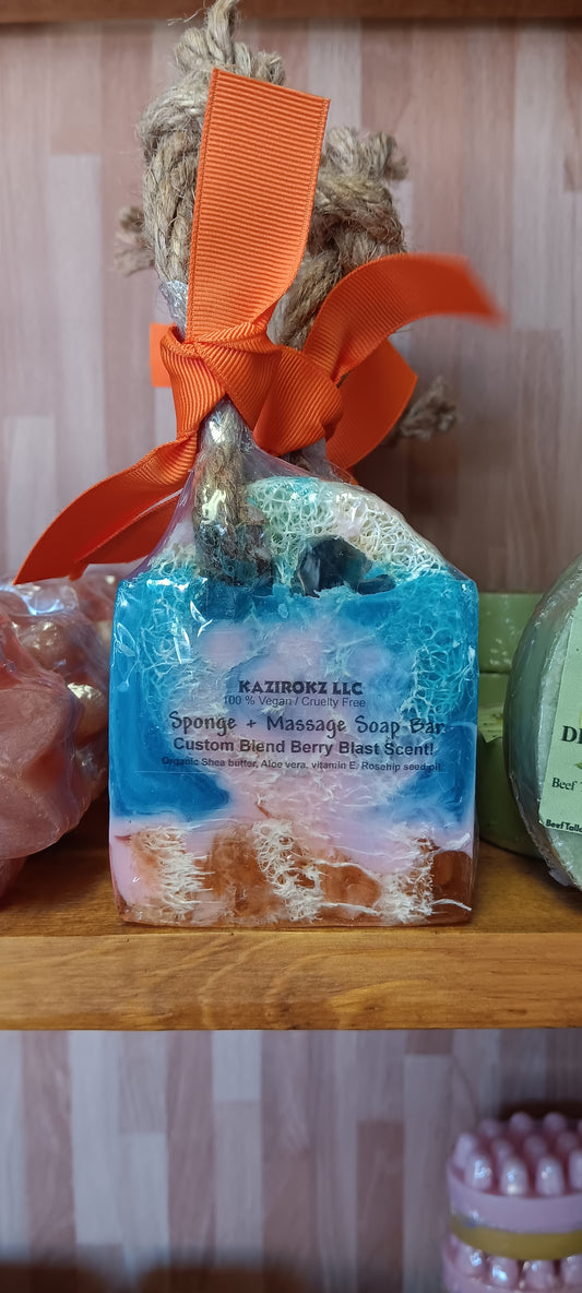 Berry Blast Massage Loofah soap bar. 100% Vegan/ Cruelty