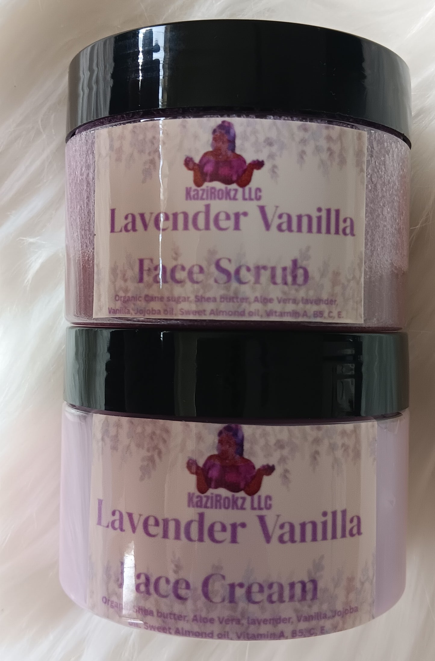 Lavender Vanilla Facial Care combo! Lavender, Vanilla, and Aloe Vera (Facial Scrub Cleanser & Butter Cream Moisturizer)100% Vegan/CrueltyFree (2)4oz