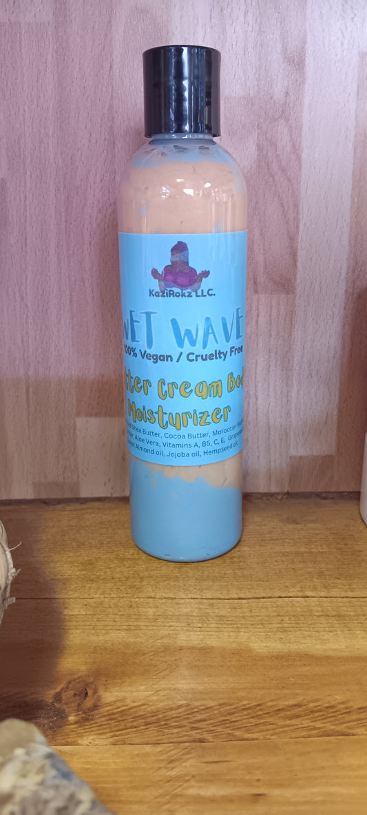 WET WAVE Butter Cream Body Moisturizer 8oz. 100% Vegan/ Cruelty Free, DEEP MOISTURIZER